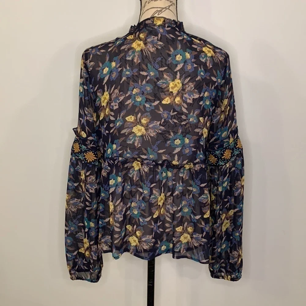 Anthropologie Meadow Rue Strasser floral embroidered peasant top S - Picture 5 of 12